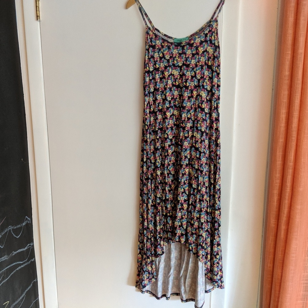 Maternity hi/lo summer floral midi strappy dress